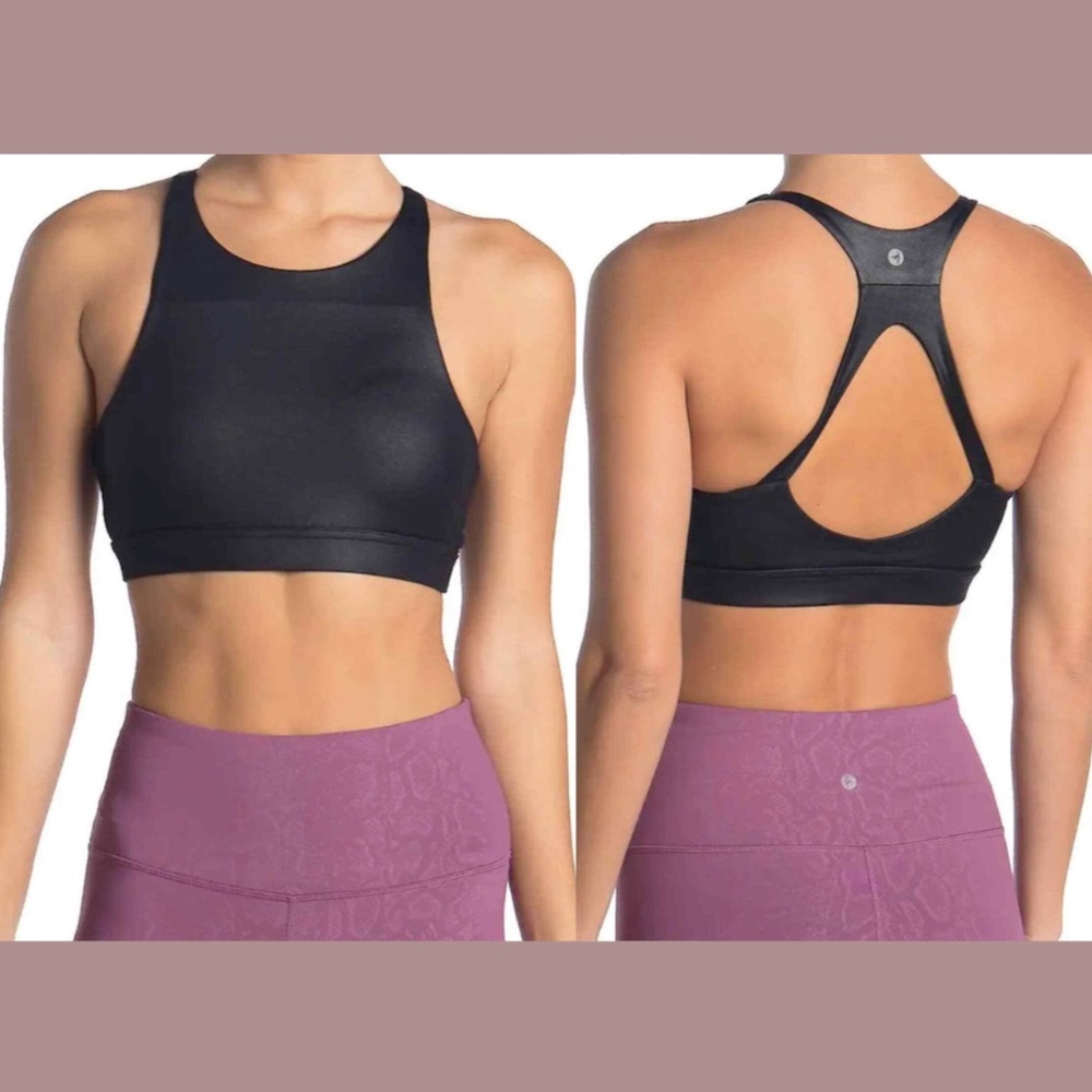 NWT 90 Degree by Reflex [ XS ]‎ High Neck Sports Bra in Gunmetal